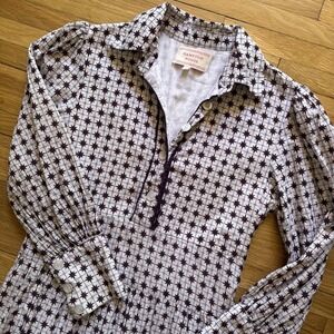 Hampton House Maxi Dress 100% Cotton Women's Small Spring Geometric Cottagecore